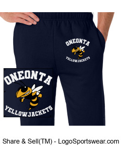 Oneonta Yellowjackets Navy Sweatpants Design Zoom